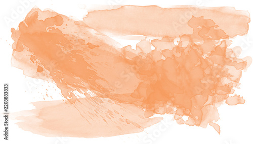 warm orange watercolor brush stroke with expressive texture and rough painted edges isolated on transparent background png