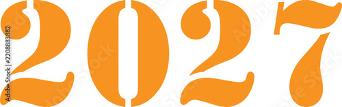 Orange 2027 New Year number typography vector for calendar covers and holiday party banners.