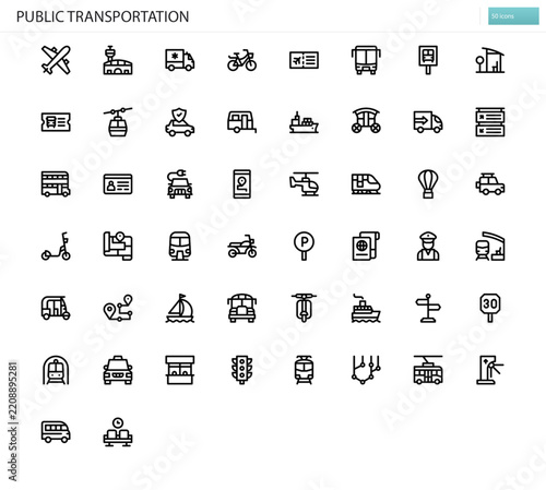 Public Transportation icon set. Vector illustration set of buses, trains, subways and city transit