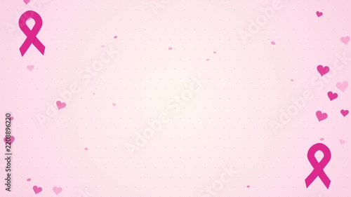 Breast Cancer Awareness Hearts and Petals Rising Pink Dots Loop Background