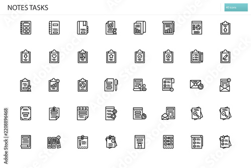 Notes And Tasks icon set. Vector illustration set of to do lists, reminders and productivity