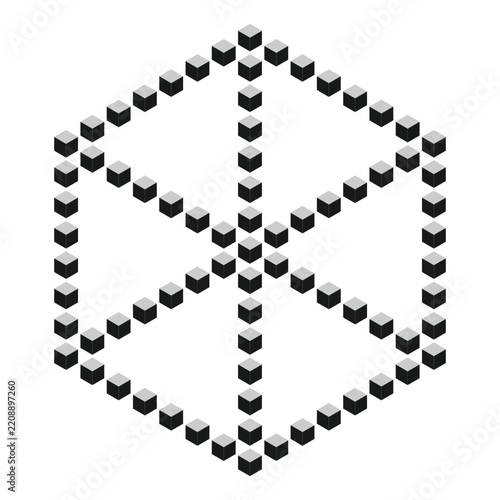 Isometric geometric cube arrangement abstract