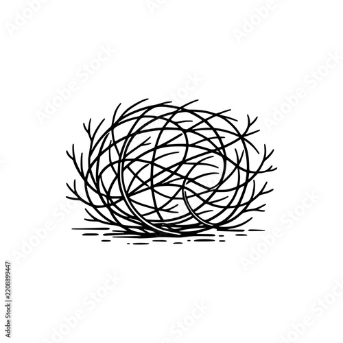 Texas desert Tumbleweed black and white illustration line art minimalist doodle style