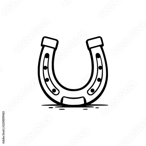Texas desert Horseshoe black and white illustration line art minimalist doodle style
