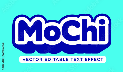 3D mochi cartoon editable text effect typography banner isolated on cyan blue background