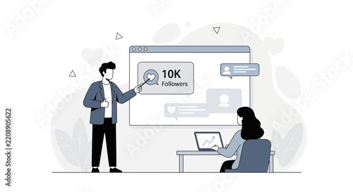 Social Media Growth Strategy Meeting: Achieving 10K Followers with Presentation and Data Analysis