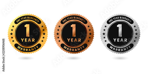 Warranty badges for one year guarantee transparent background