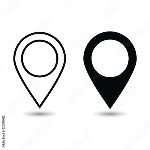 Location Map Pins Black and Outline Icons Vector