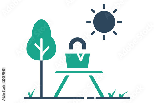 Picnic icon. solid icon style. icon related to outdoor and recreation. park elements vector illustration
