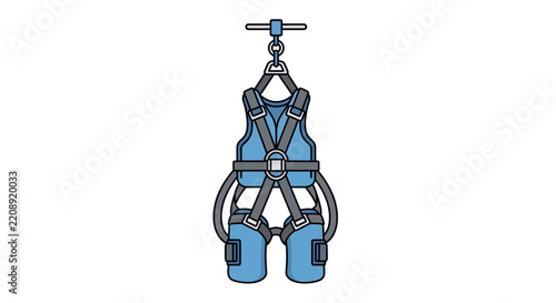 Full Body Safety Harness and Lanyard System for Fall Protection - Isolated on White