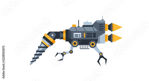 Futuristic Mechanical Drill Robot