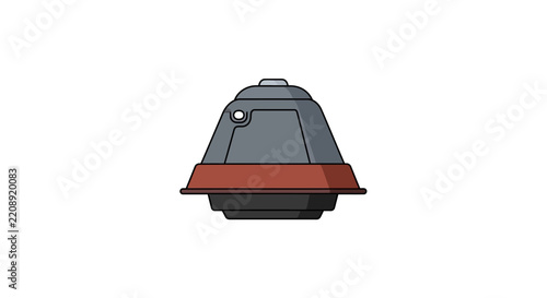 Futuristic Drone Pod with Red Band, Isolated on White Background