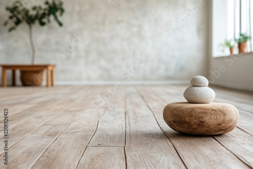Minimalist spa still life with stones and neutral tones