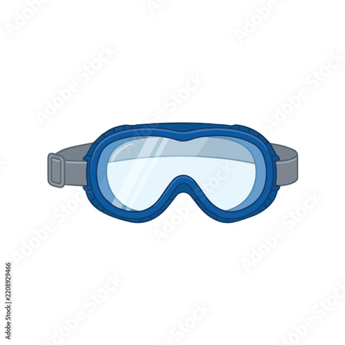 Blue protective safety goggles illustration isolated on white background for industrial or sports use