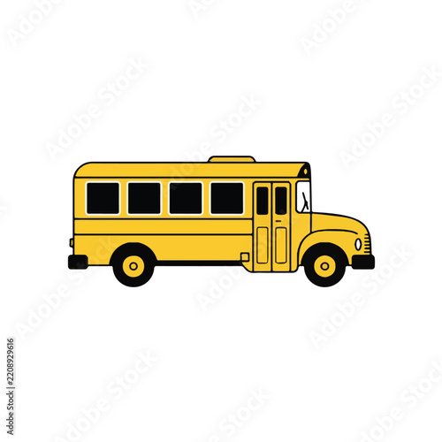 Classic Yellow School Bus Vector Illustration Isolated on White Background for Education Concept