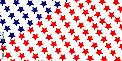 Patriotic red and blue star pattern on transparent background