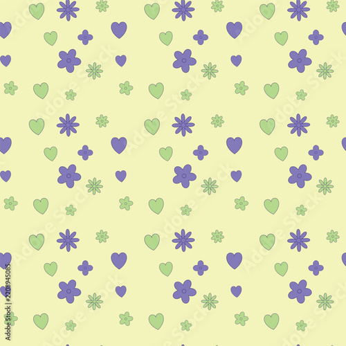 Flower Heart Pattern Cute Seamless Repeating Design Pastel Background