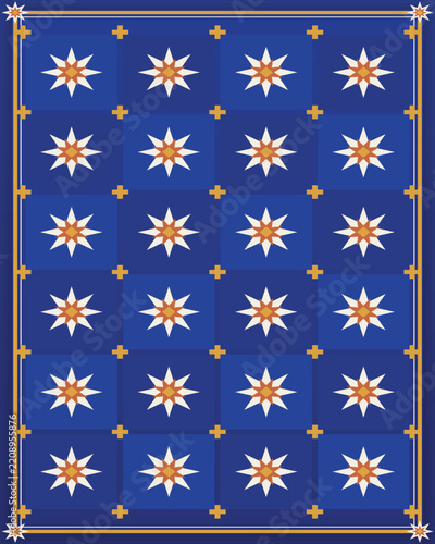 Mediterranean mosaic star tile pattern poster