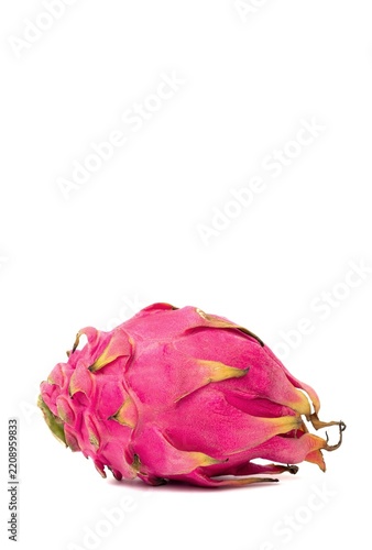 Closeup of Dragon Fruit or Pitaya Isolated on White Background with Copy Space