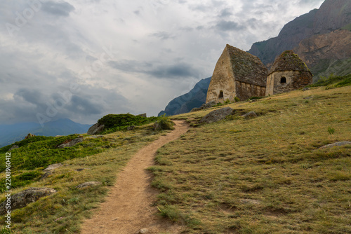 Crypt of City of Dead in village Eltyubyu, necropolis in North Caucasus mountain