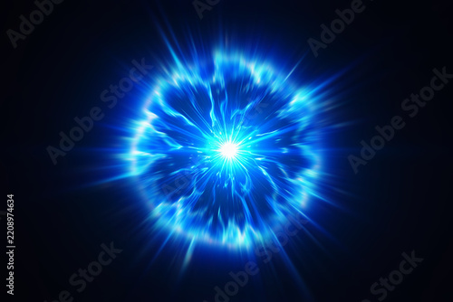 青い爆発の瞬間のエフェクト