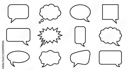 Speech Bubbles Icons - Set of 12 Speech Balloons and Thought Bubbles
