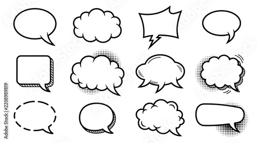 Speech Bubbles Set: Comic, Talk, Thought, Message Icons