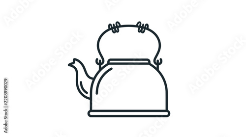 Traditional metal teapot outline icon with handle.