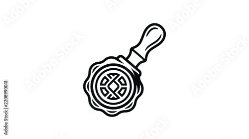 Traditional wax seal stamp with wooden handle.