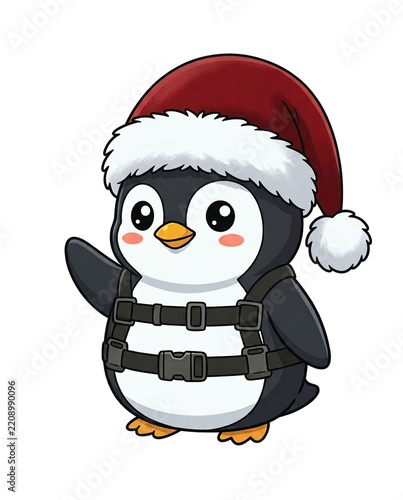 Cartoon penguins santa clause