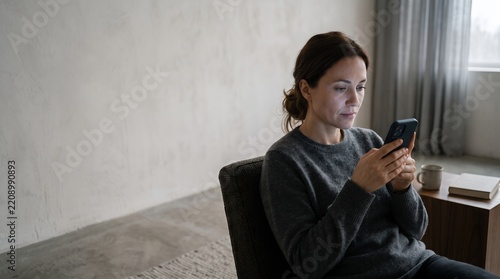 Conceptual representation of emotional dependence on smartphones and the tendency to use digital devices as a constant source of comfort or distraction.