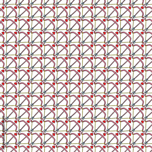 Valentine Bow And Arrow Pattern With Red Hearts Seamless Love Background For Romantic Designs