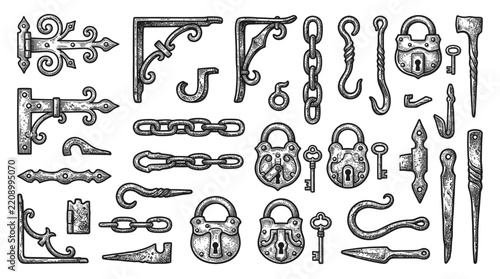 Vintage Metal Hardware Set