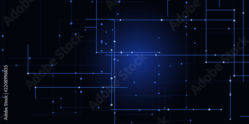 Abstract Blue Technology Background with Glowing Stars, Starry Night Sky, Digital Network and Futuristic Vector Design for Modern Wallpaper and Creative Business Backdrop