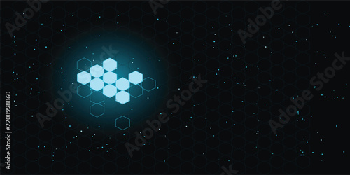 Abstract Blue Particle Background with Glowing Stars, Cosmic Dust and Dark Galaxy Atmosphere for Modern Space, Astronomy and Futuristic Design