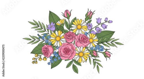 Colorful bouquet of flowers illustration