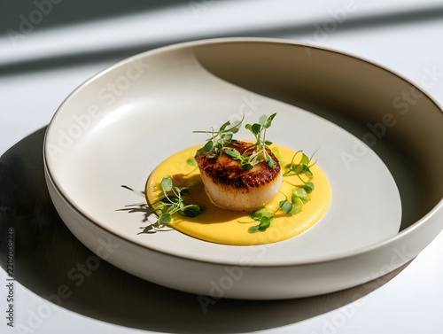 Seared scallop serving fine dining gourmet appetizer