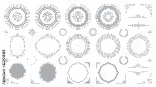 Ornate Decorative Frames and Borders - Vintage Ornaments Isolated