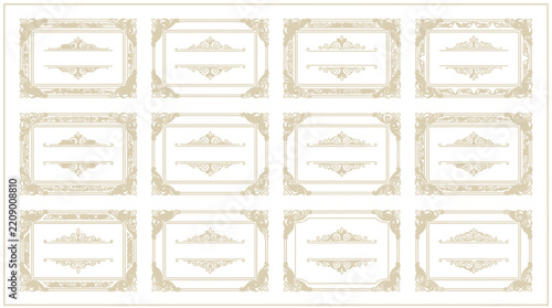 Ornate Decorative Frames and Borders Collection, Vintage Style Isolated