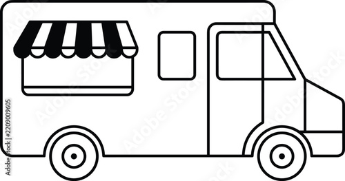 Food Truck Icon With Striped Awning and Service Window
