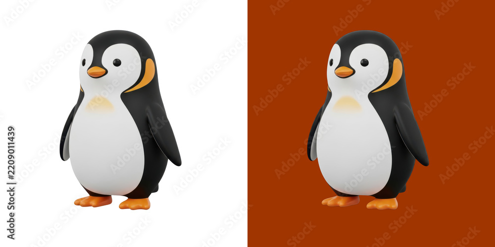 Obraz premium Cute little penguin character 3d render digital for kids transparent background, png