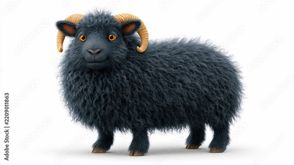 Fototapeta premium Black sheep isolated for animal symbolism nature and unique livestock concepts