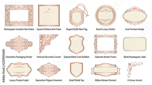 Ornate Decorative Frames, Labels, and Embellishments Isolated Transparent Background
