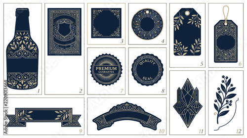 Ornate Decorative Labels and Emblems - Vector Graphics Collection
