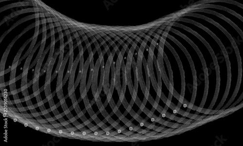 Monochrome Spirograph Wave Graphic with Translucent Geometric Circles