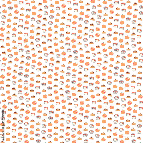 Cute kawaii pumpkin and sushi pattern