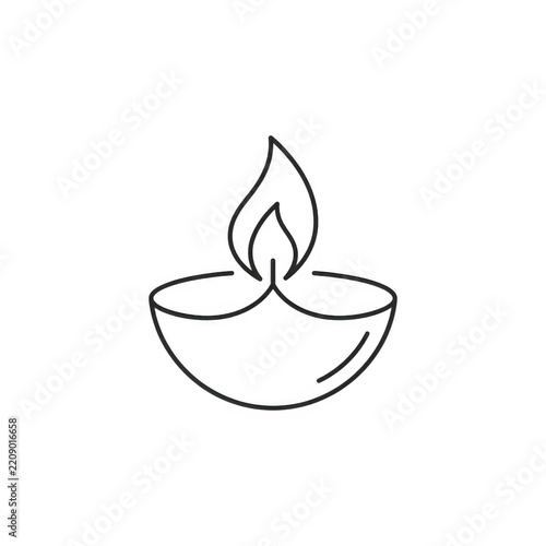 Diya oil lamp outline icon isolated on transparent background