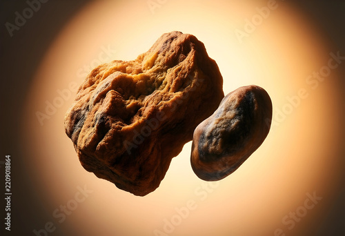 Geology and mineralogy research, raw amber and fossilized resin specimens with organic texture for scientific study and natural history collection