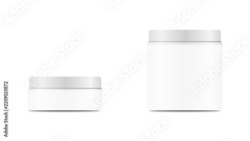 Cosmetic jar and bottle on transparent background