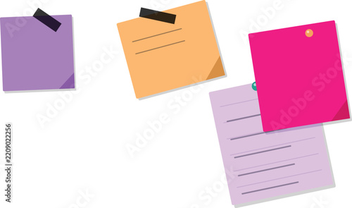 Colorful sticky notes and paper clip collection
